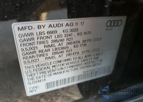 2018 Audi Q7 Prestige z USA, uszkodzony, nr VIN WA1VAAF79JD023522